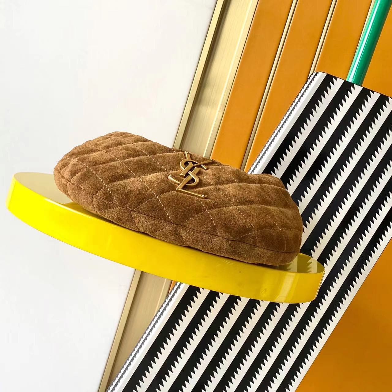 ICARINO in quilted suede CARAMEL COGNAC High