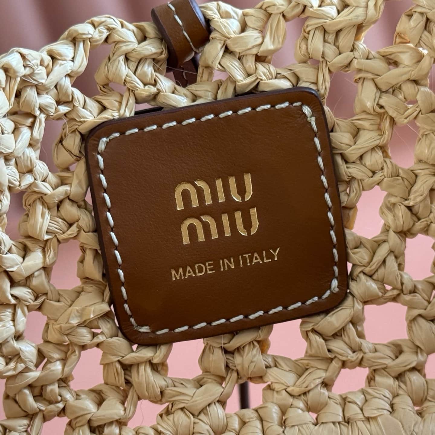 Miu Miu Raffia Crochet Drawstring Pouch 5BE104 TOP