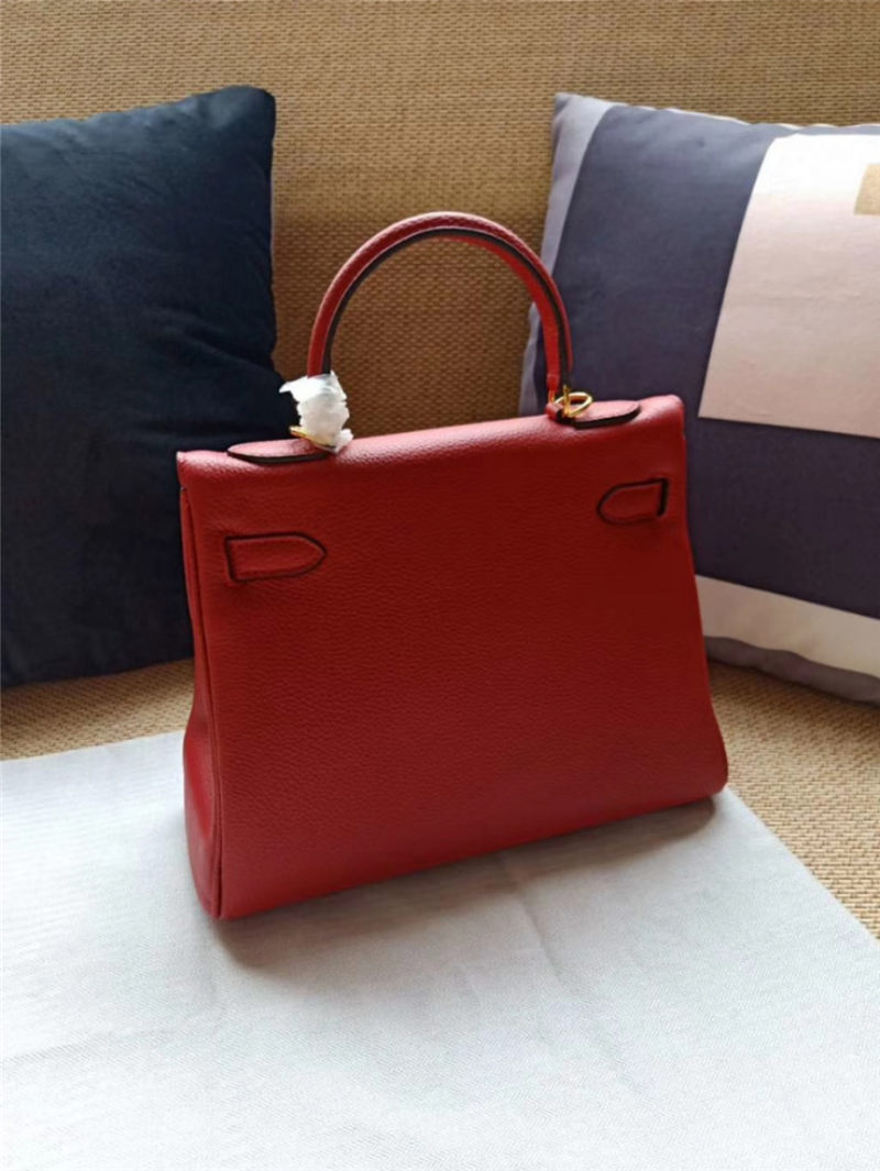 Hermes Kelly 25/28 Retourne Bag Calfskin In Red High