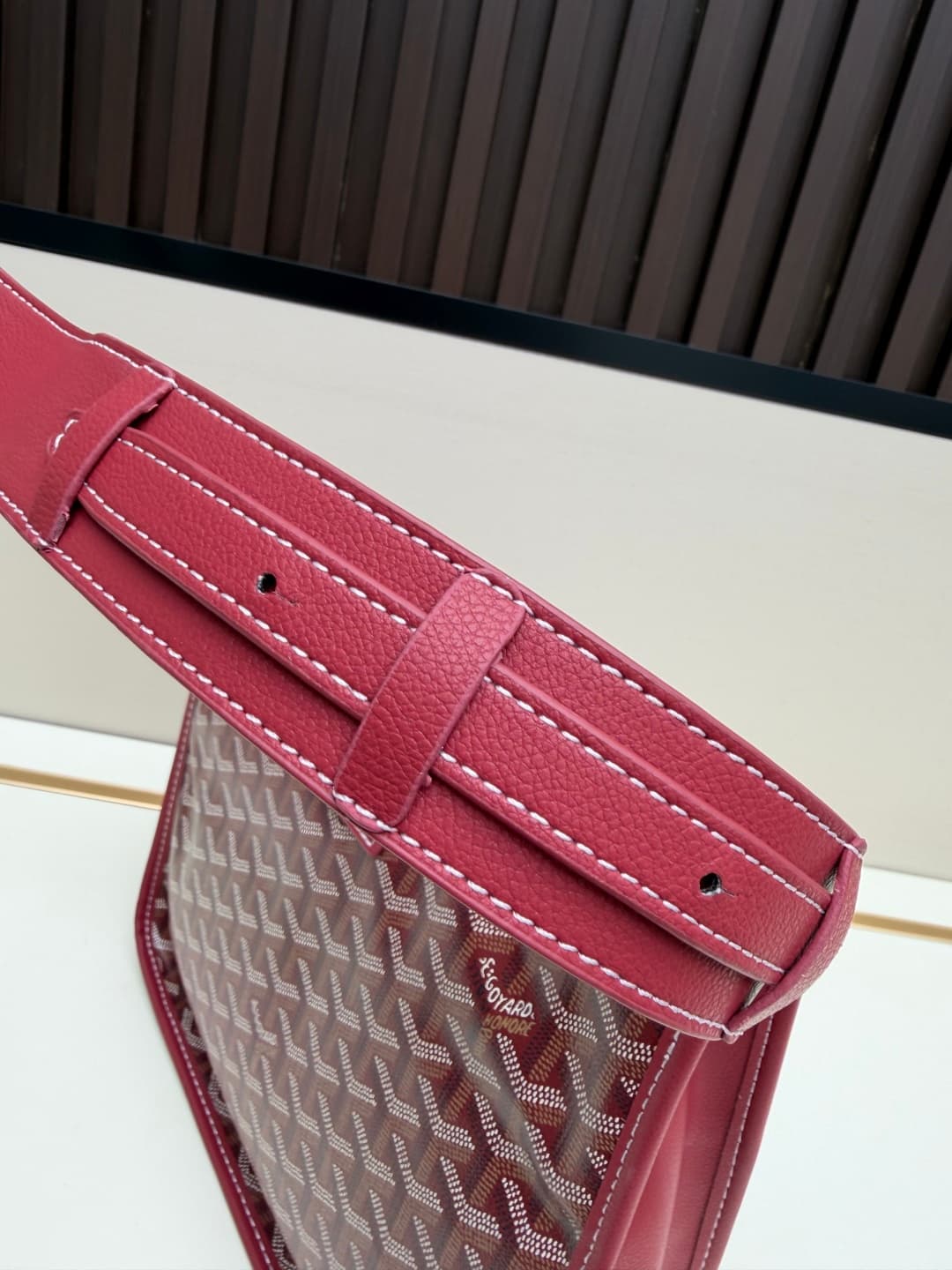 Goyard Musette PM bag in burgundy Goyardine canvas Mid
