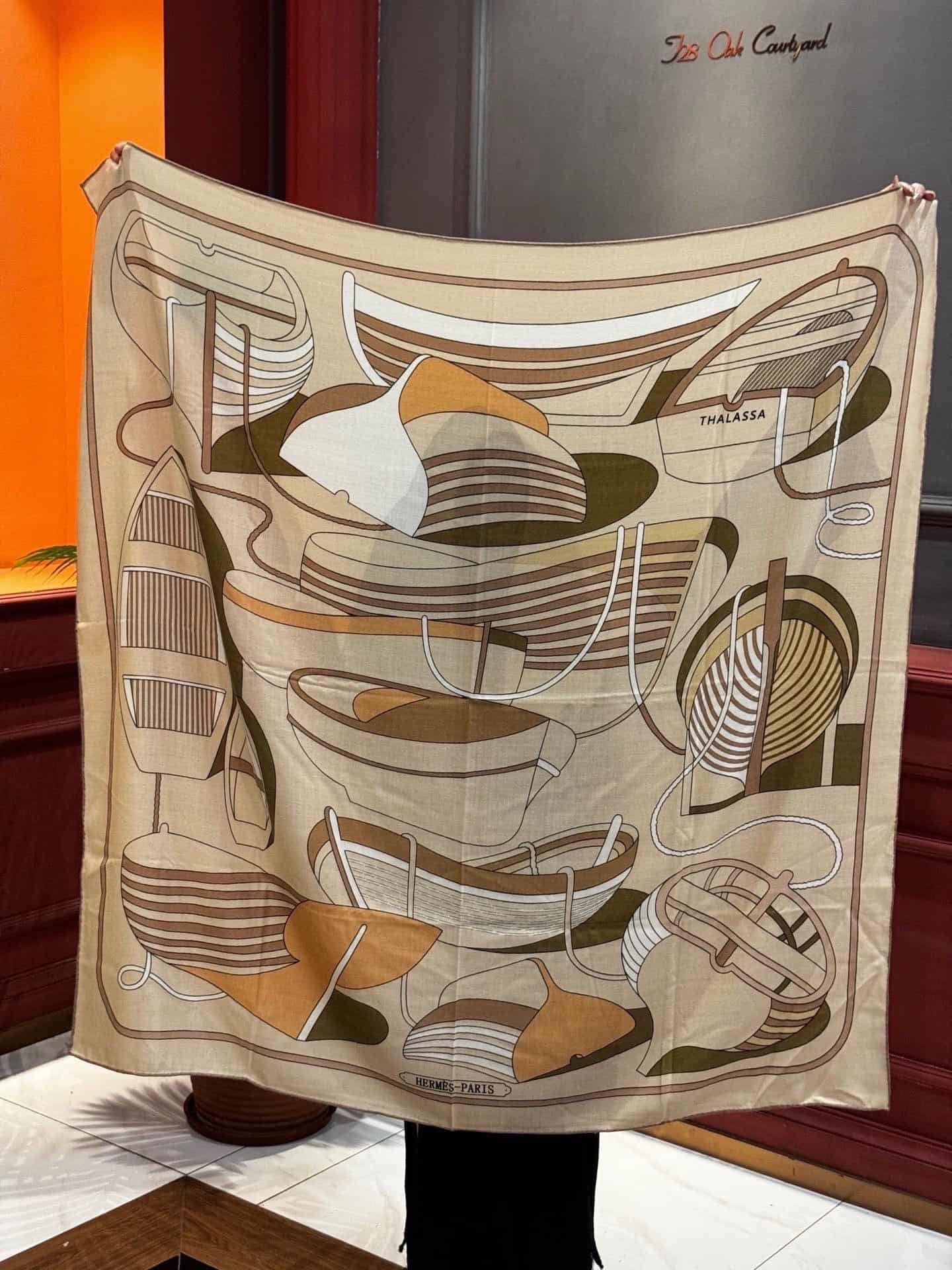 Hermes Thalassa embroidered shawl