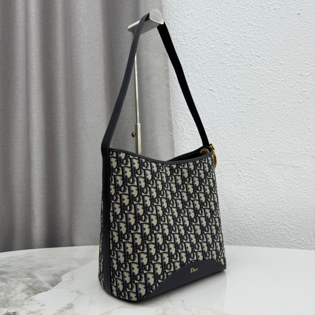 Dior Medaillon Bucket Bag in Blue Oblique Jacquard Canvas High