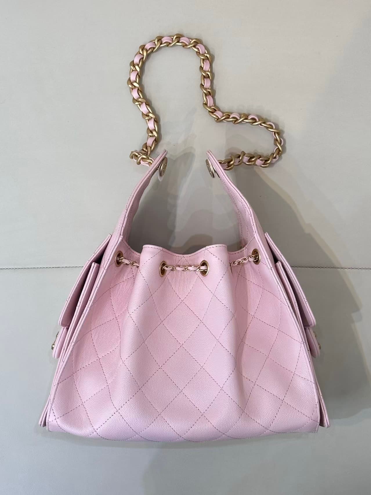 Chanel 25 Small Hobo handbag AS5293 Grained Calfskin & Gold-tone Metal Pink TOP
