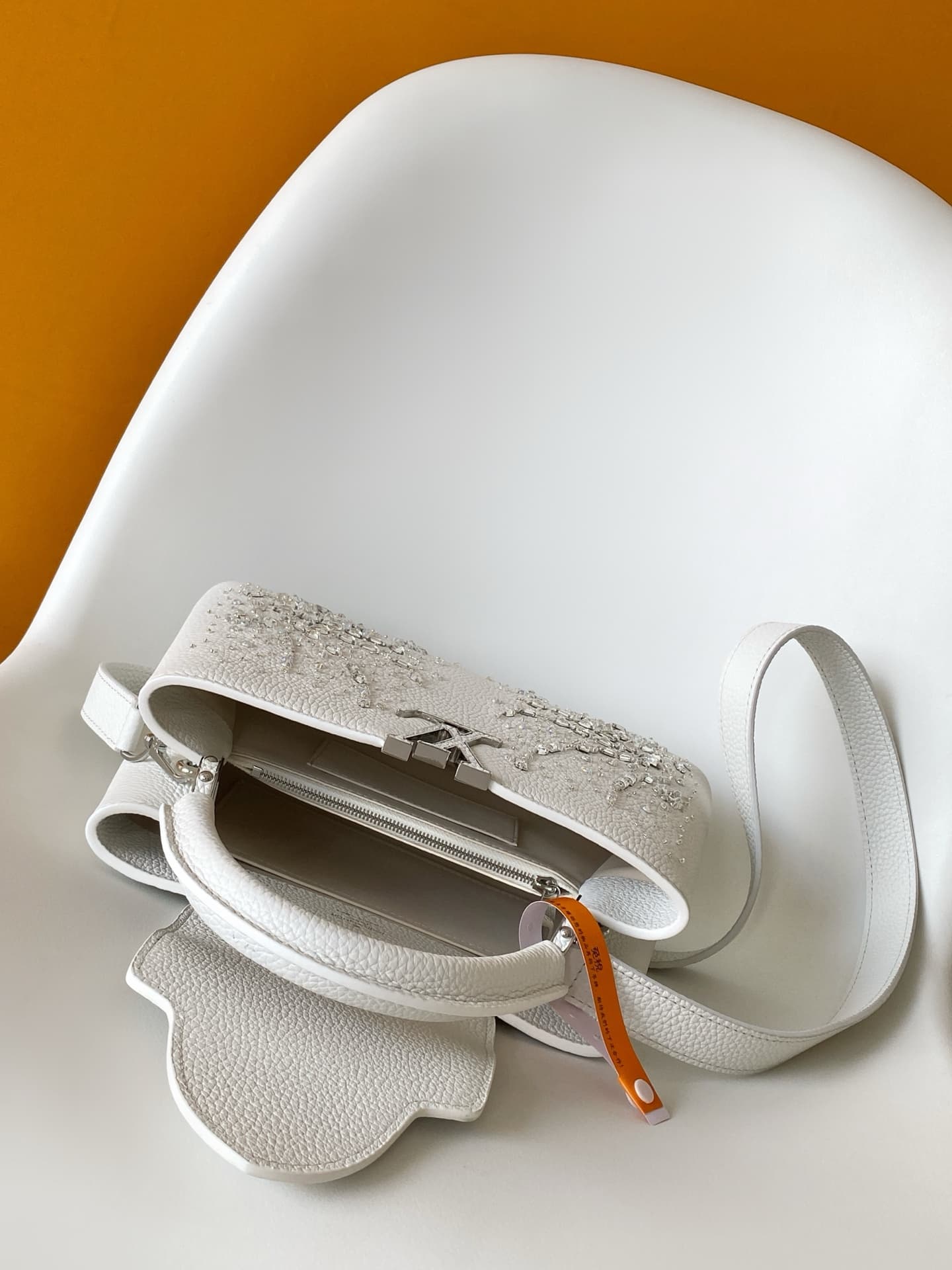 Louis Vuitton Capucines Mini Lily White Calf Pirita leather with embroidered sequins M25934 TOP