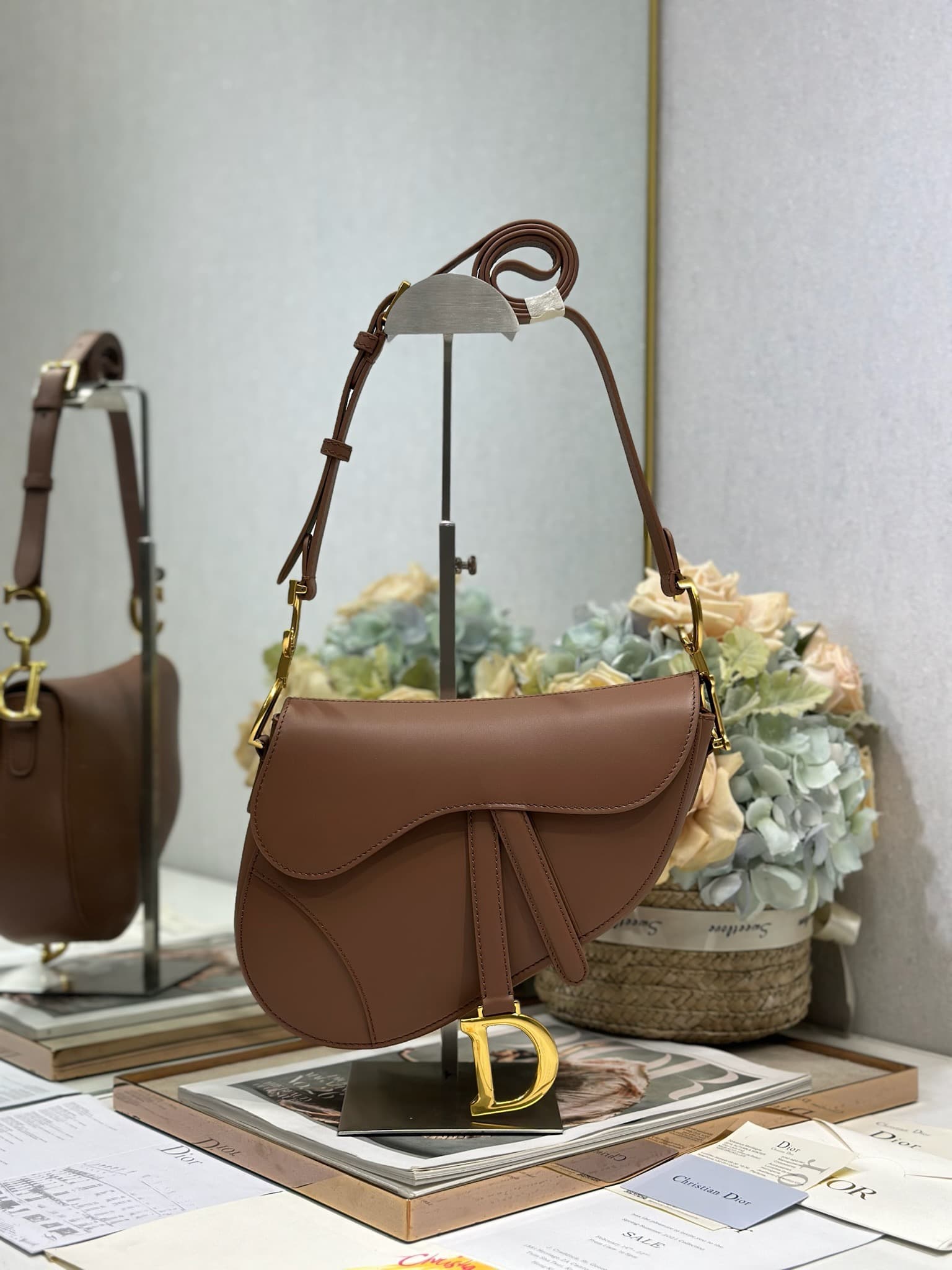 Mini SADDLE BAG Calfskin Brown High