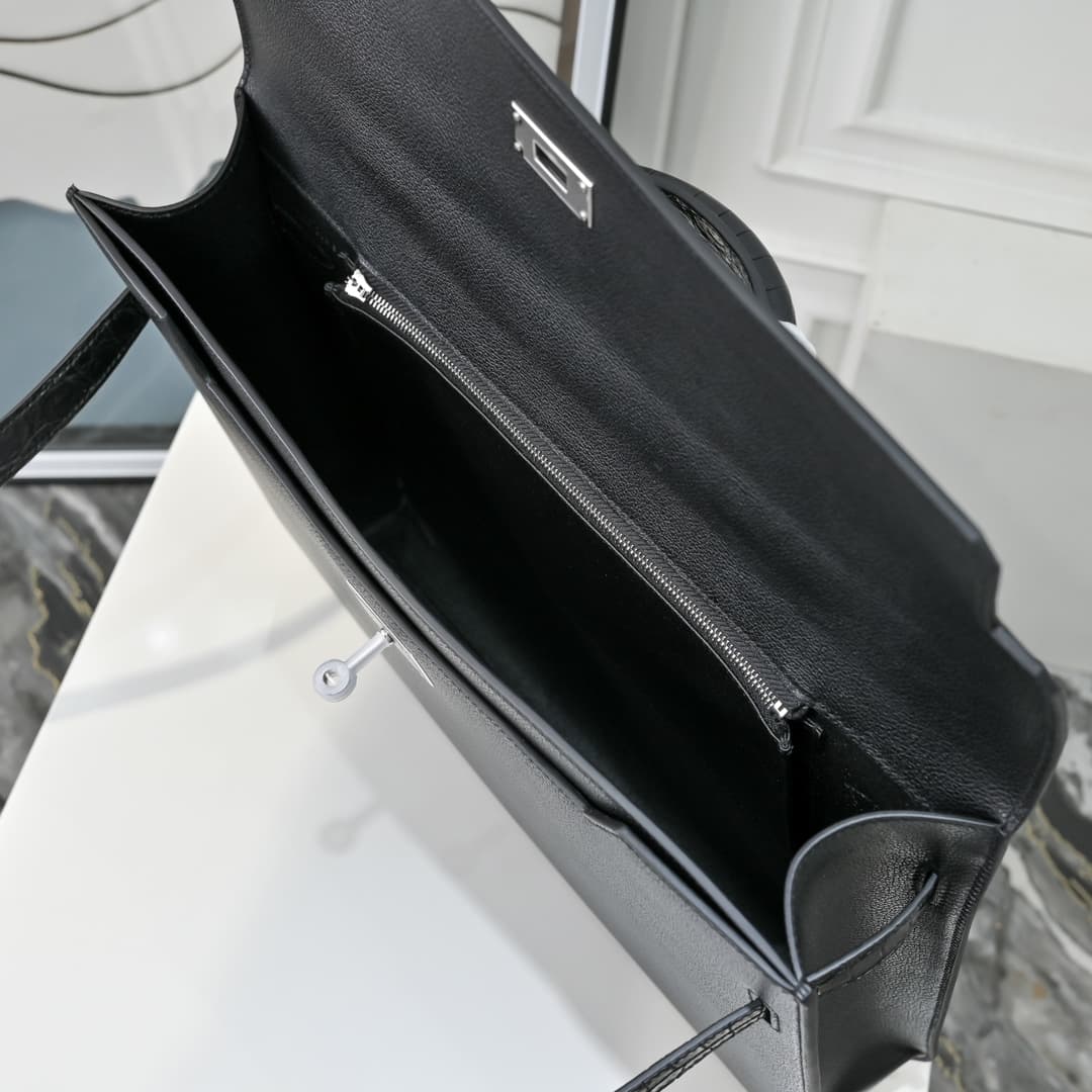 Hermes Kelly depeches Togo 36 briefcase In Black CalfskIn WAX High