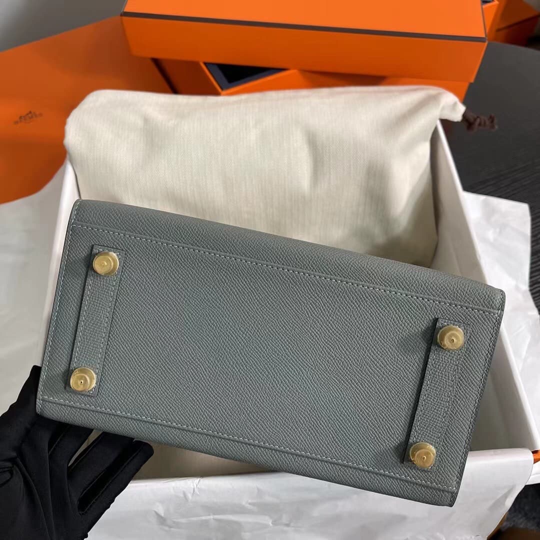Hermes Birkin Sellier Bag 25/30cm Epsom Leather WAX Blue Lin High