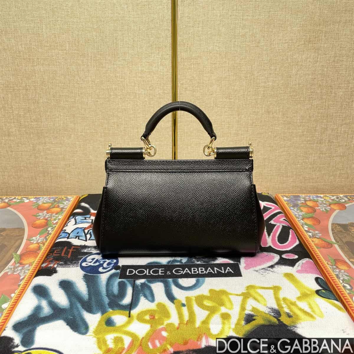 Dolce & Gabbana Miss Sicily top handle bag calfskin leather Black high