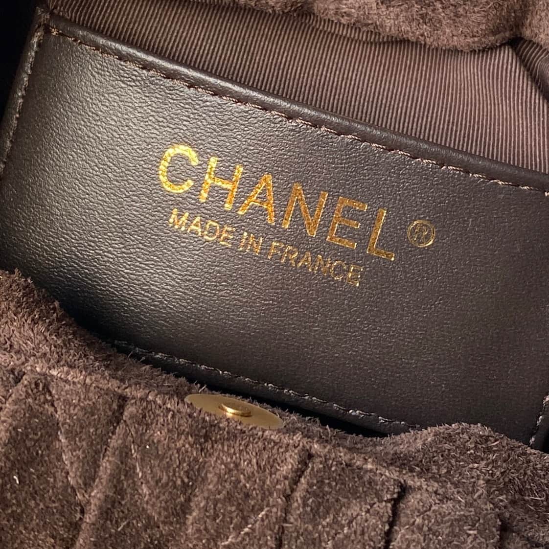 Chanel Small Hobo Bag Suede Calfskin Turtoise-Shell Effect Plexi & Gold-Tone Metal Brown AS6022 High