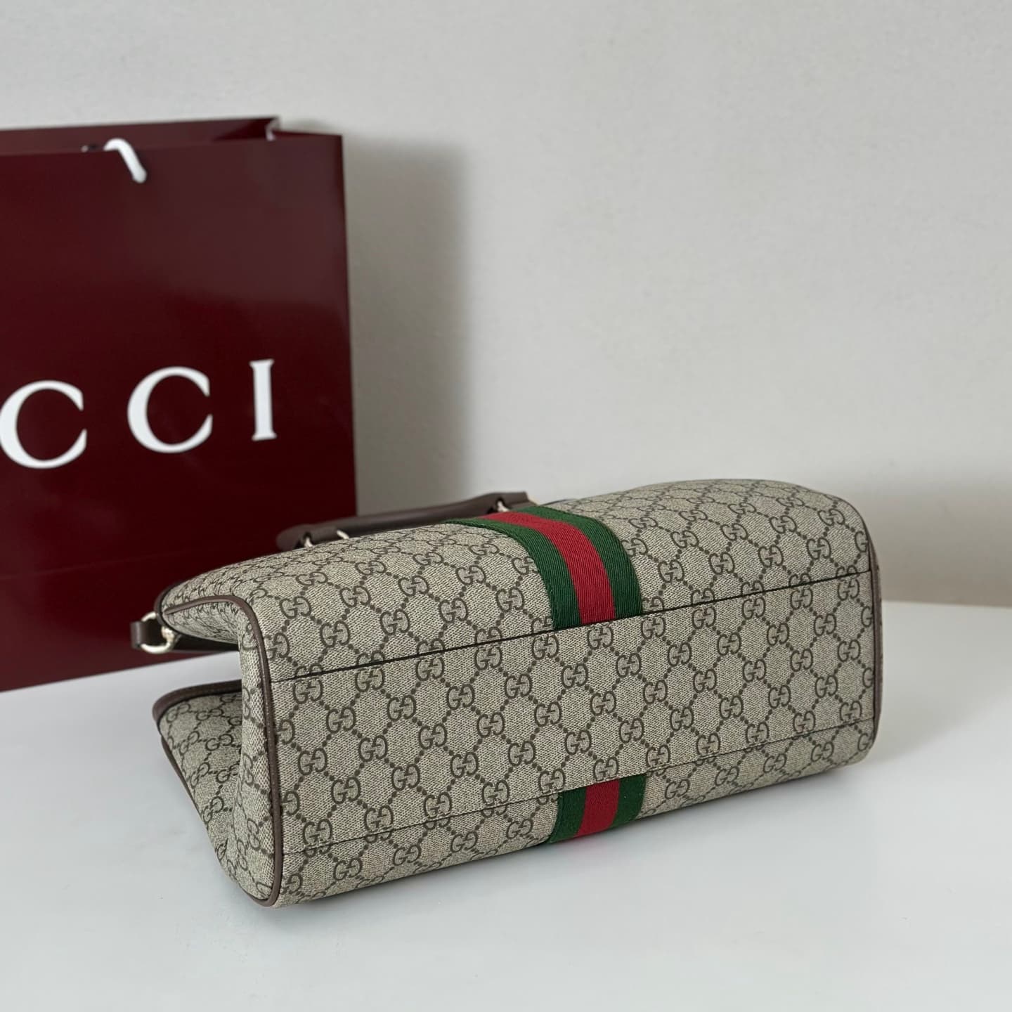 Gucci Ophidia medium tote bag Beige and dark brown GG Monogram 836839 High