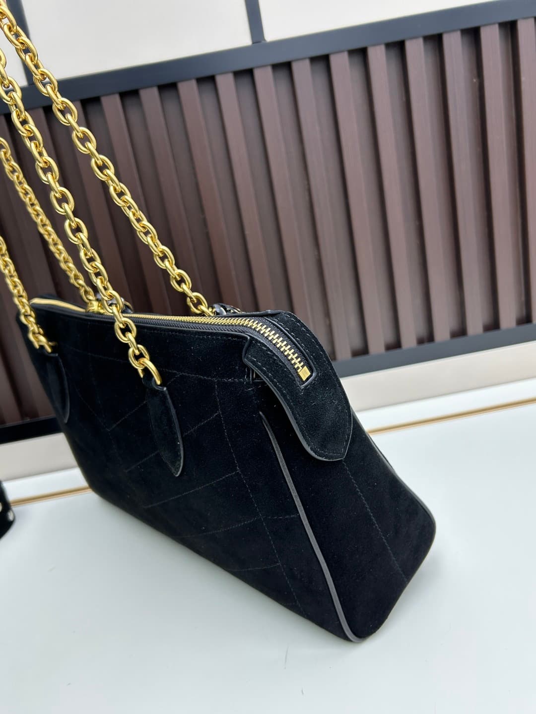 Valentino VLogo Garavani Panthea Shoulder Bag Black Suede Mid