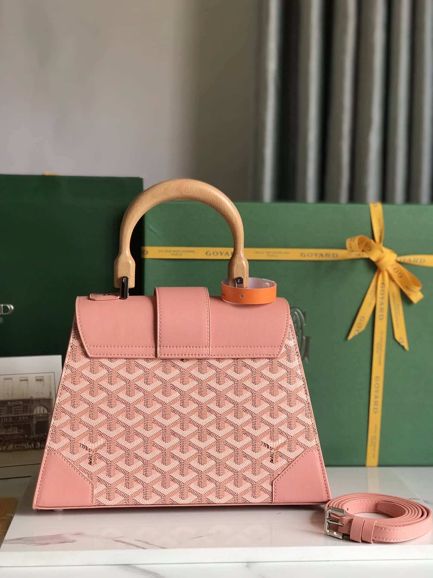 Saïgon PM Bag Goyardine Canvas & Clamecy Cowhide Pink High