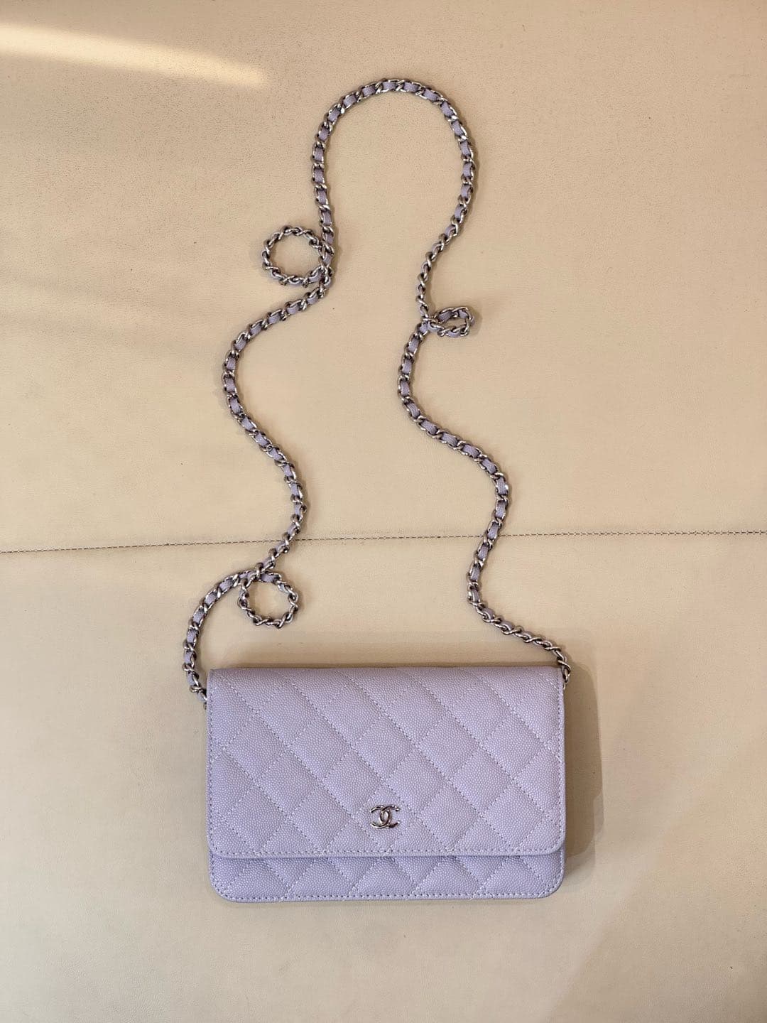 Chanel Wallet on Chain Grained Calfskin& Sliver-tone Metal AP0250 Purple TOP