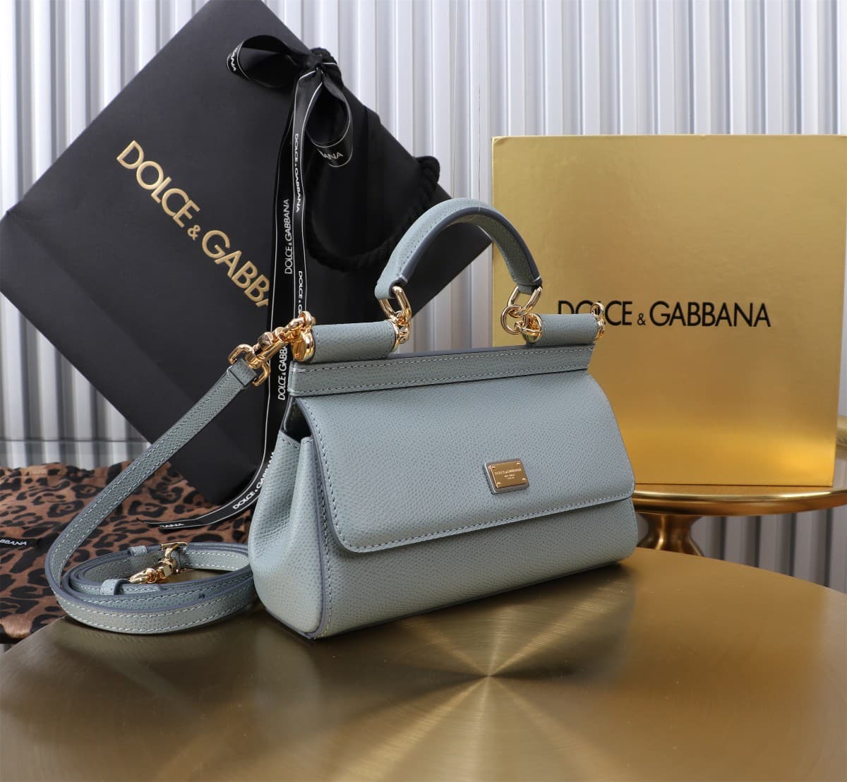 Dolce & Gabbana Miss Sicily top handle bag calfskin leather Blue High
