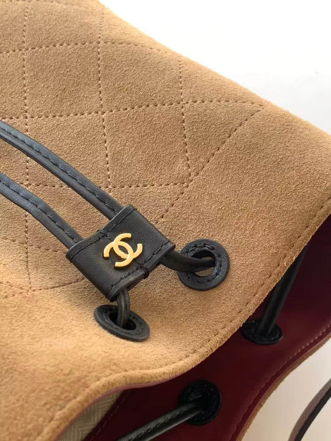 Chanel Small Bucket Bag Suede Calfskin & Gold-Tone Metal Dark Beige AS6537 A