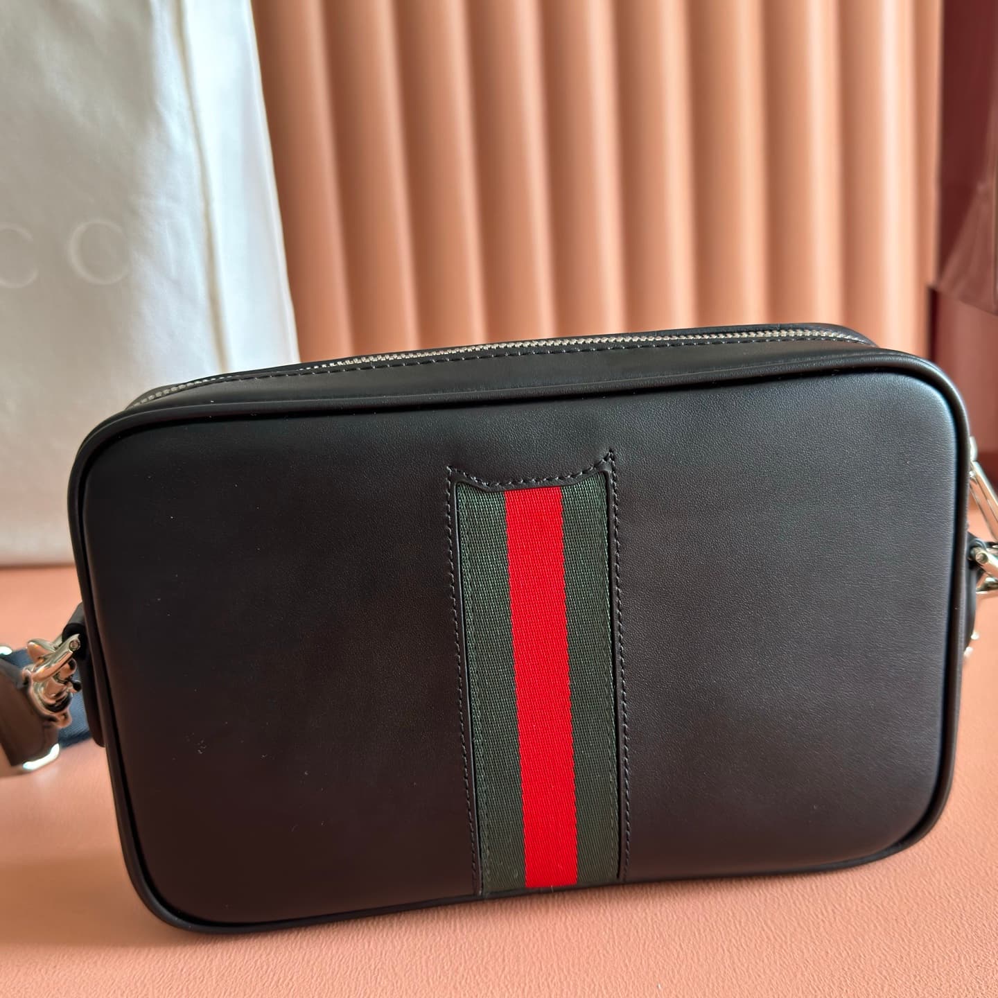 Gucci Web Trademark small crossbody bag Black soft leather ‎866982 High