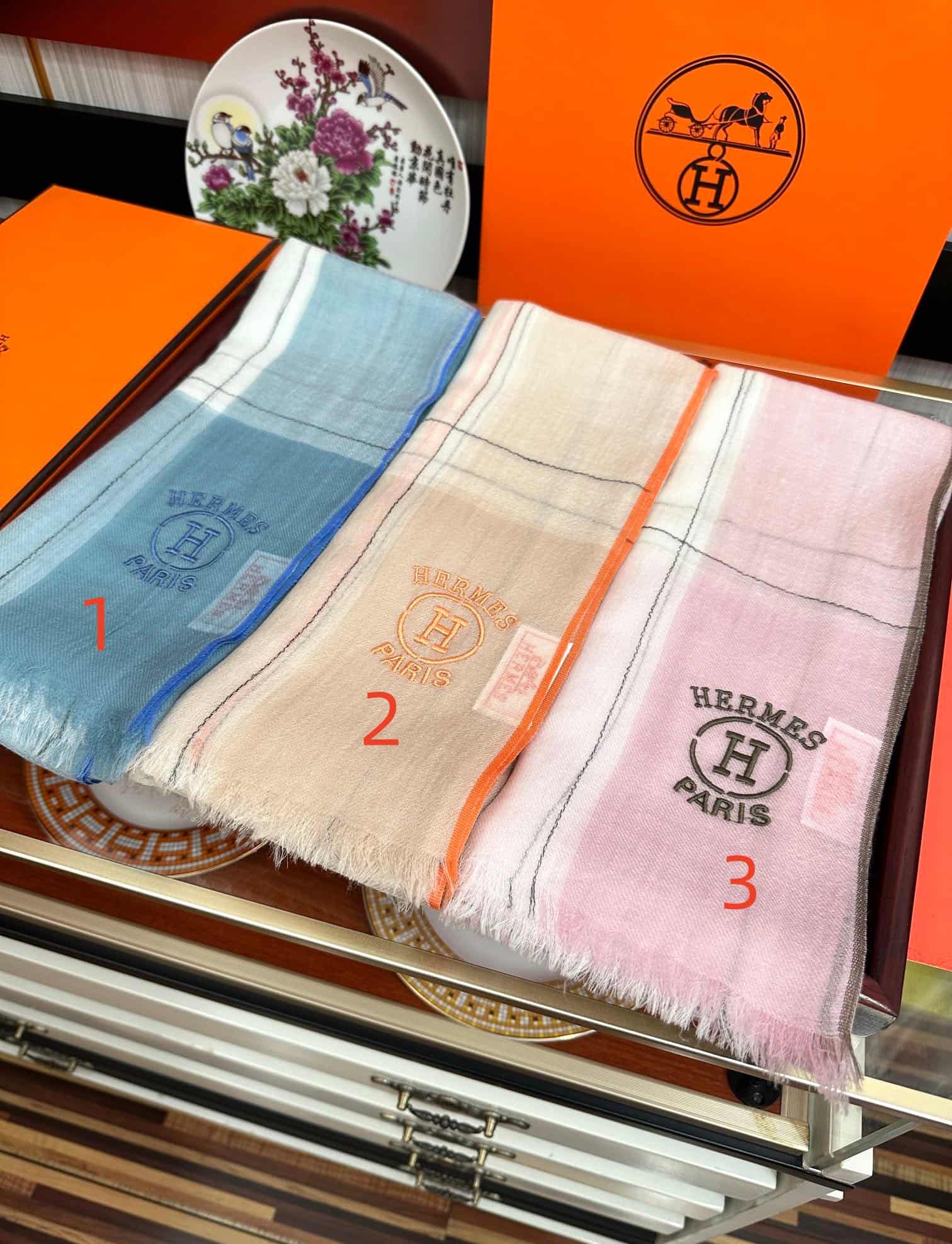 Hermes Libris stole cashmere and silk