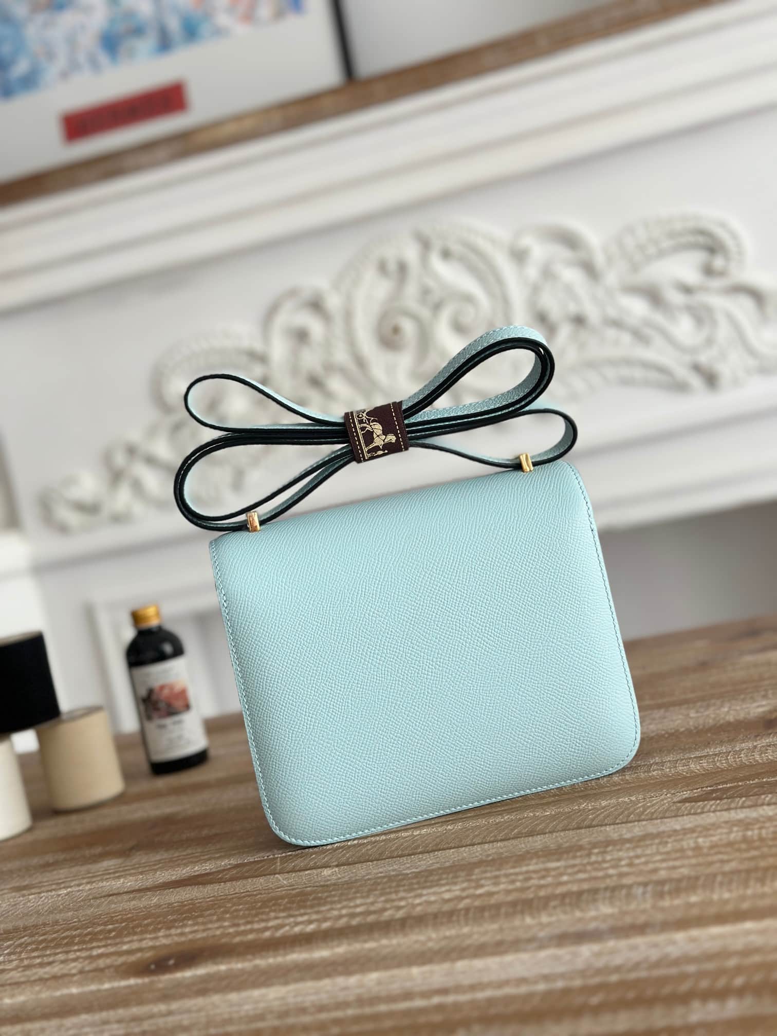Hermes Mini Constance 18cm Epsom Bag WAX Blue Zephyr High