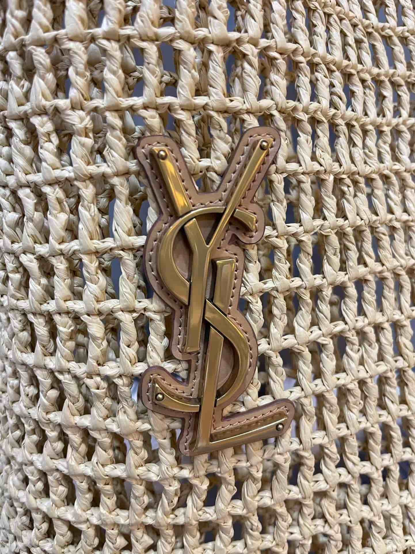 YSL OXALIS IN RAFFIA HANDCRAFTED CROCHET NET SHOULDER BAG High