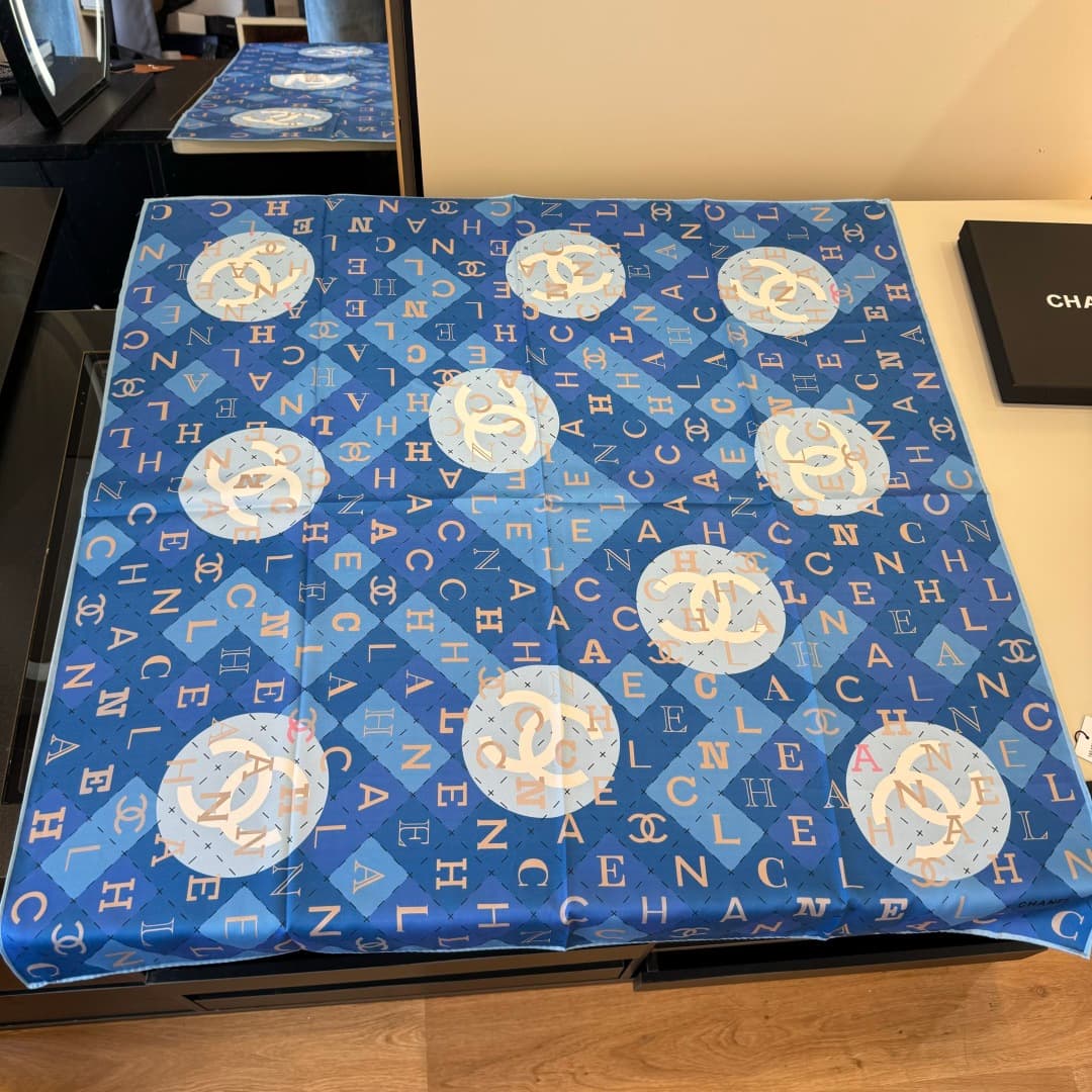 Chanel Silk Interlocking CC Logo Scarf