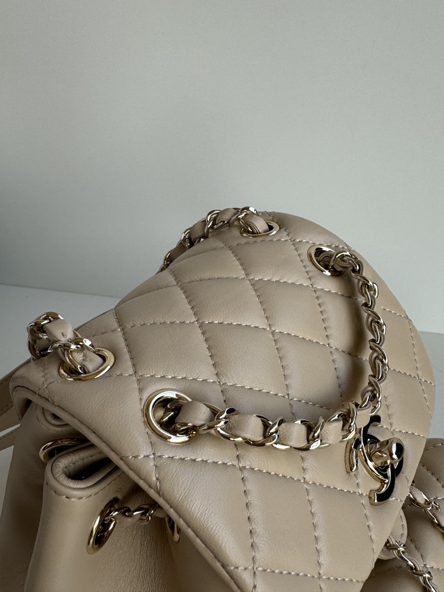 Chanel Small Quilted Duma Backpack Lambskin AS2908 Beige High