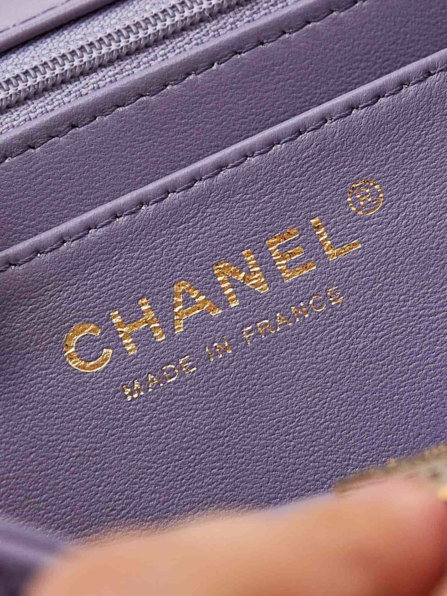 Chanel Mini Flap Bag with Top Handle Lambskin& Gold-Tone Metal Purple AS4924 A