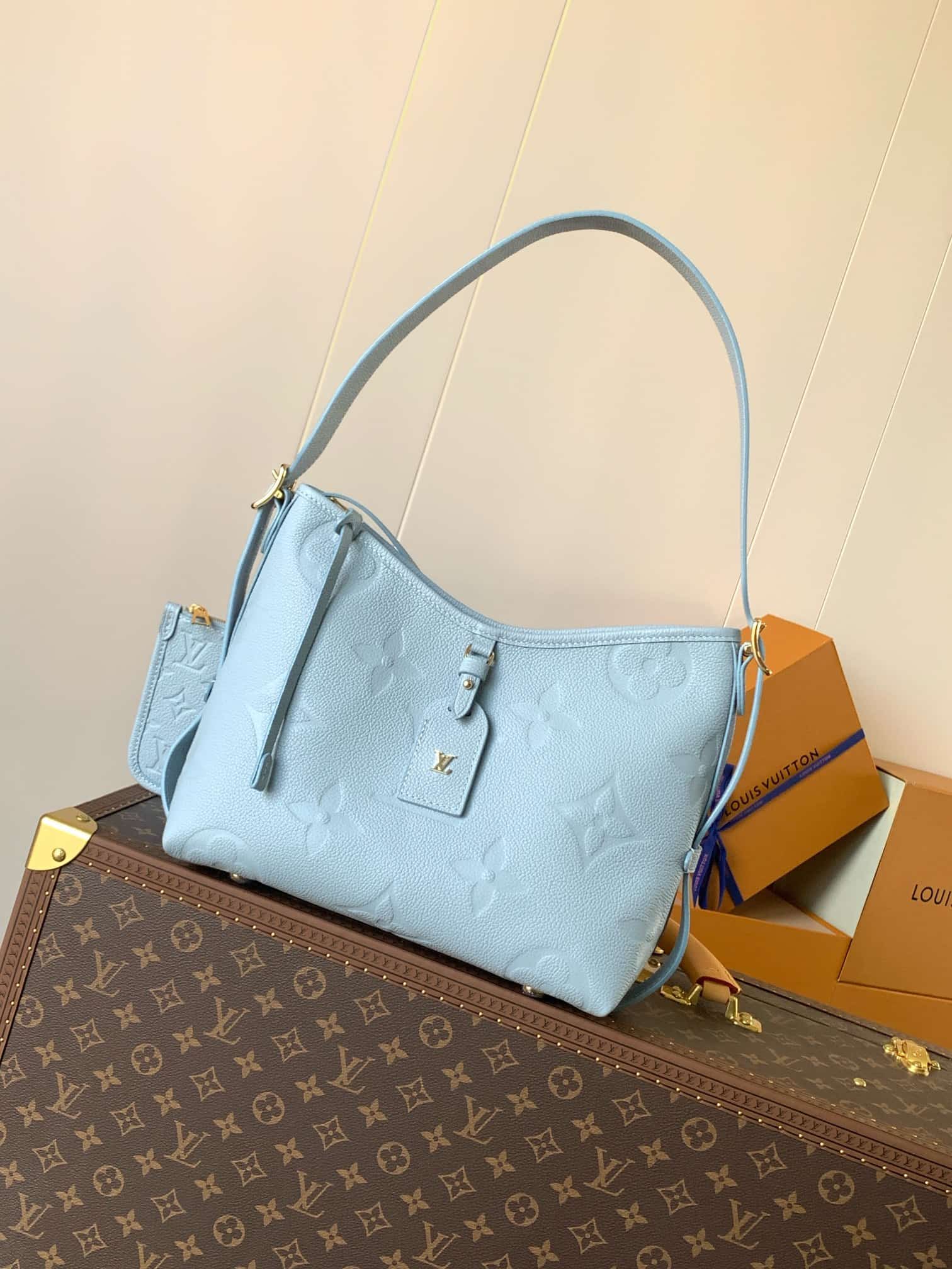 Louis Vuitton CarryAll PM light blue Monogram Empreinte leather M46673 High