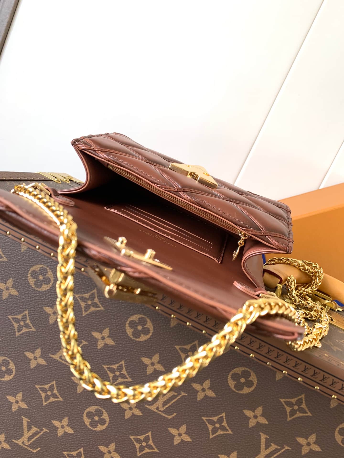 Louis Vuitton Wallet On Chain GO-14 Tan Lambskin leather M13841 High