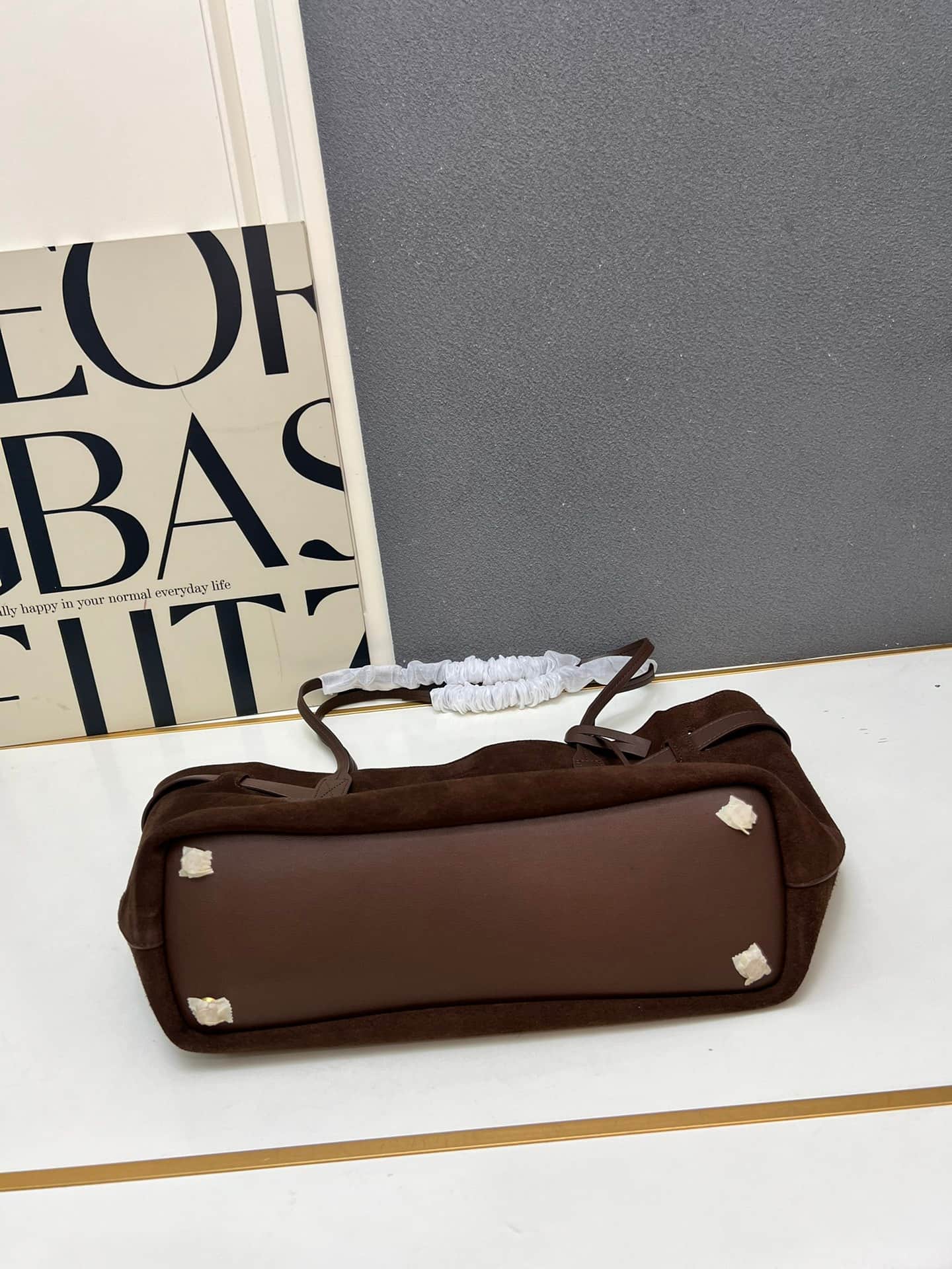 Balenciaga Bel Air Large Waxed Suede Tote Bag in brown gold hardware 1W8807 High