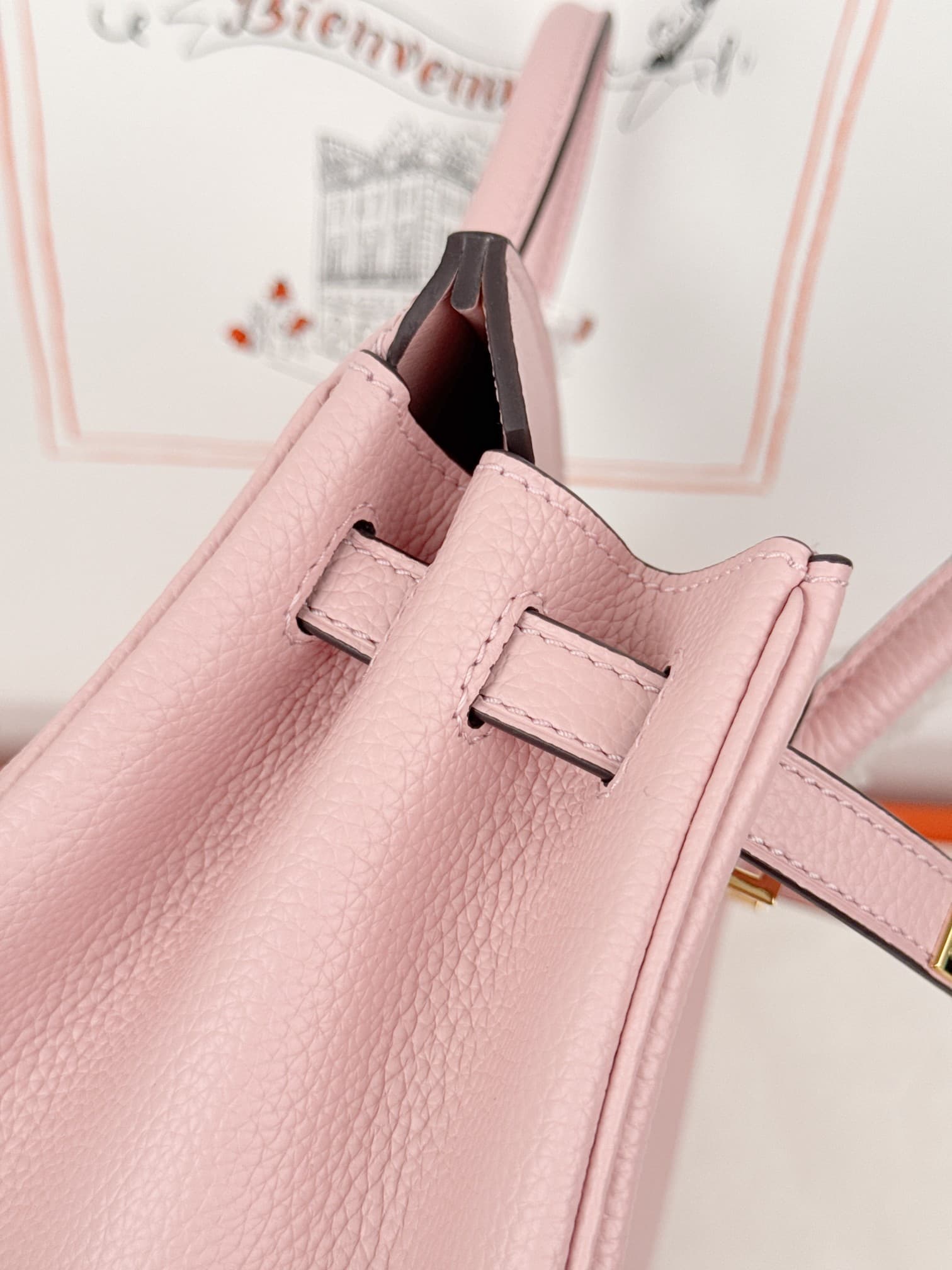 Hermes Birkin 25/30 Bag Togo Calfskin Leather Rose Sakura High