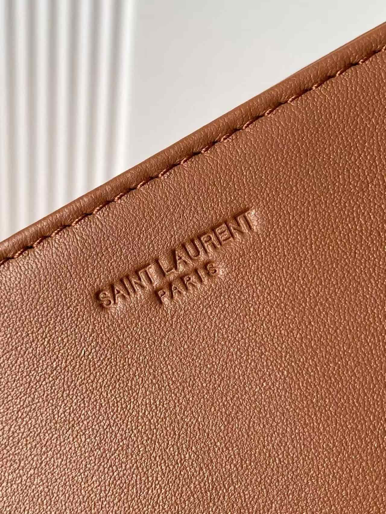 SAINT LAURENT ICARE MEDIUM IN WOOD BEADS LIGHT WOOD AND BRICK High