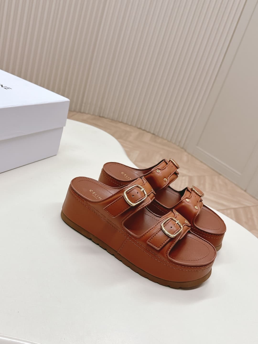 Celine Polly Wedge Mule Shoes Women