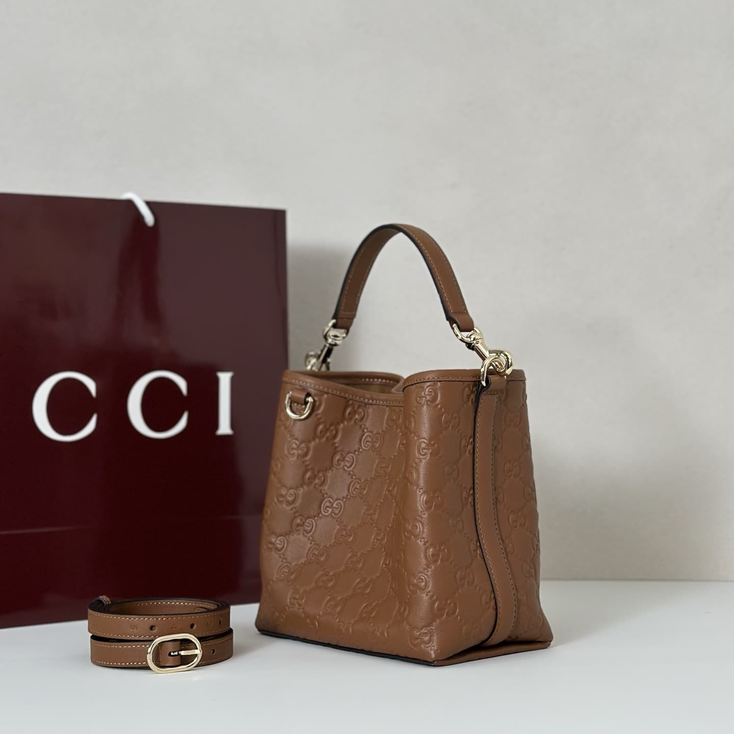 Gucci GG Emblem small bucket bag 815118 High