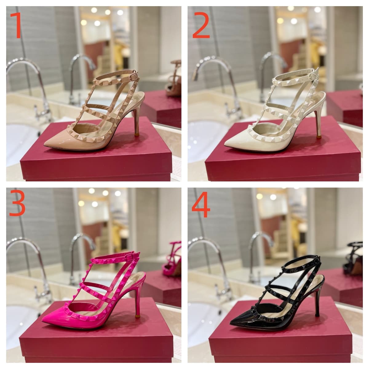 Valentino Rockstud Accents Leather Pump Shoes Women