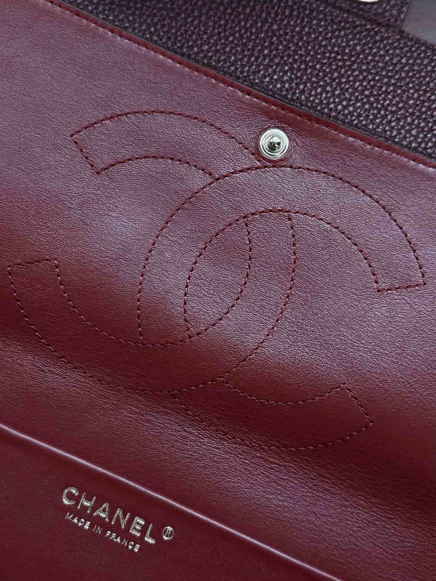 Chanel Maxi Flapbag Grained Calfskin & Silver-Tone Metal Dark Brown AS6231 A