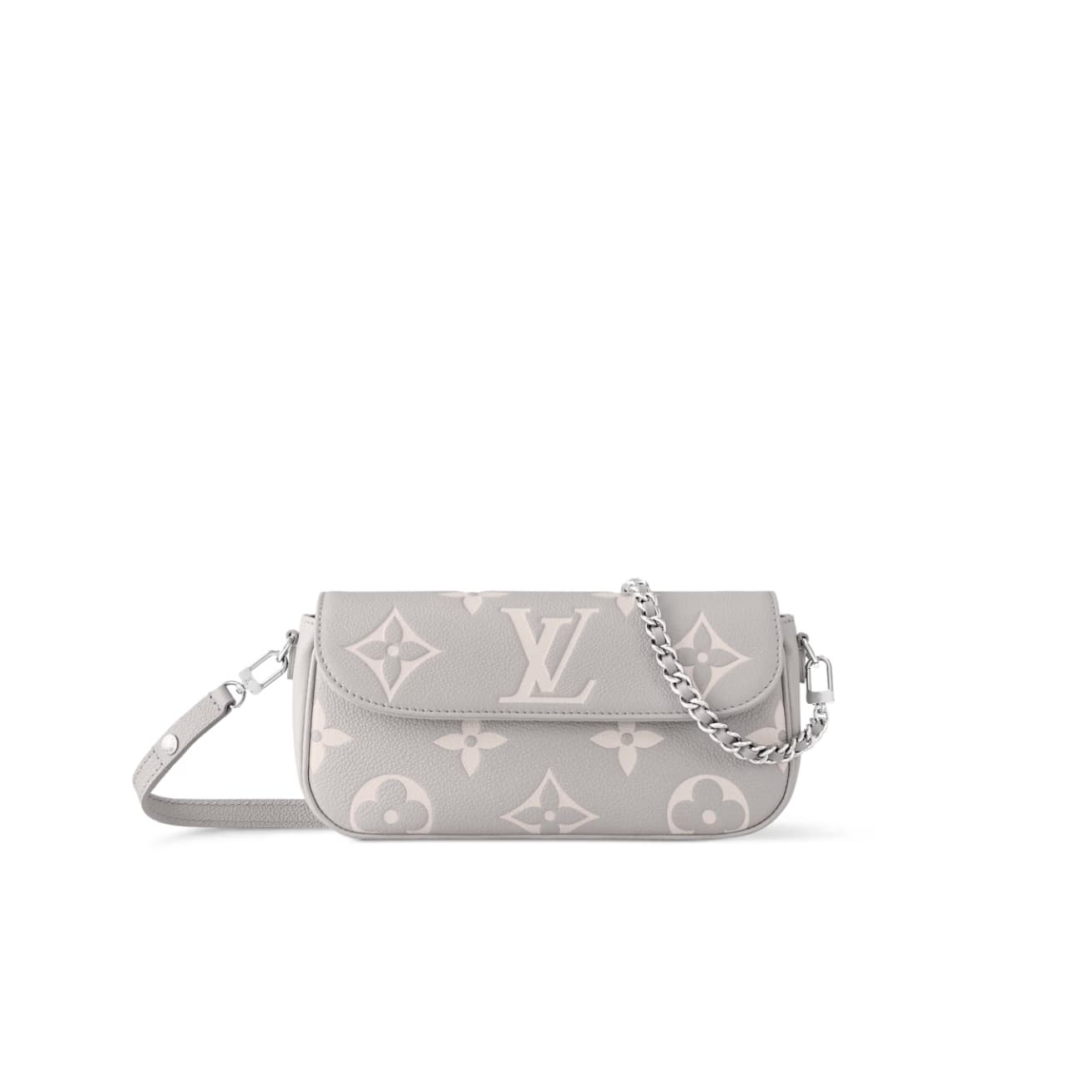 Louis Vuitton Wallet On Chain Ivy Embossed grained cowhide leather M14225 Brume Gray / White Quartz TOP