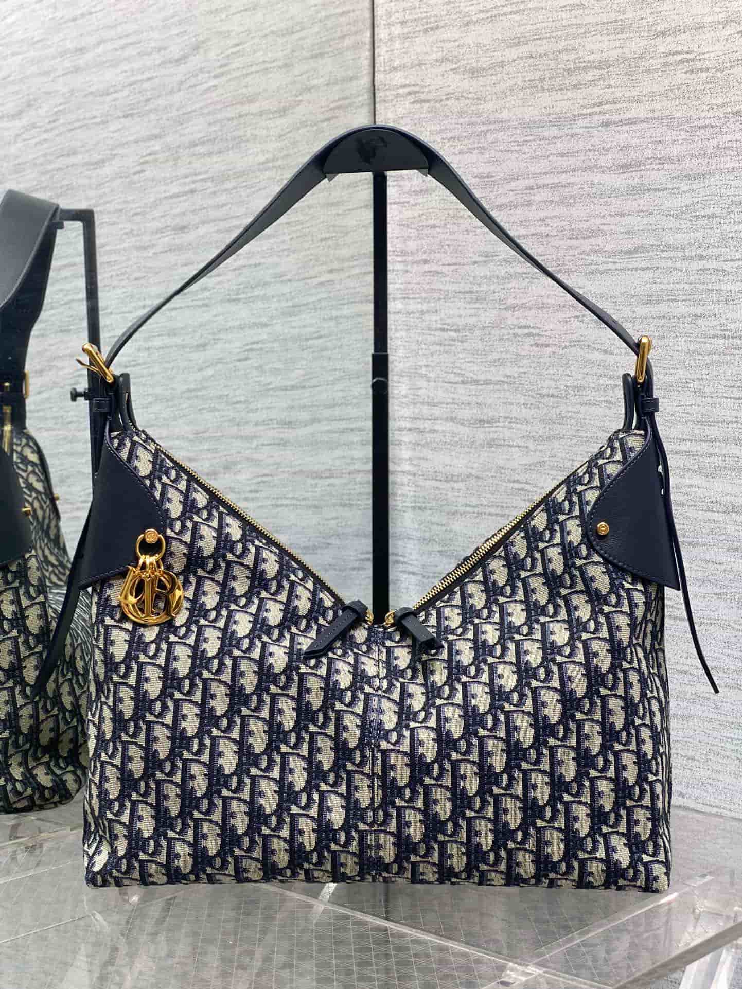 Large Dior Voyage Bag Blue Dior Oblique Jacquard Canvas High