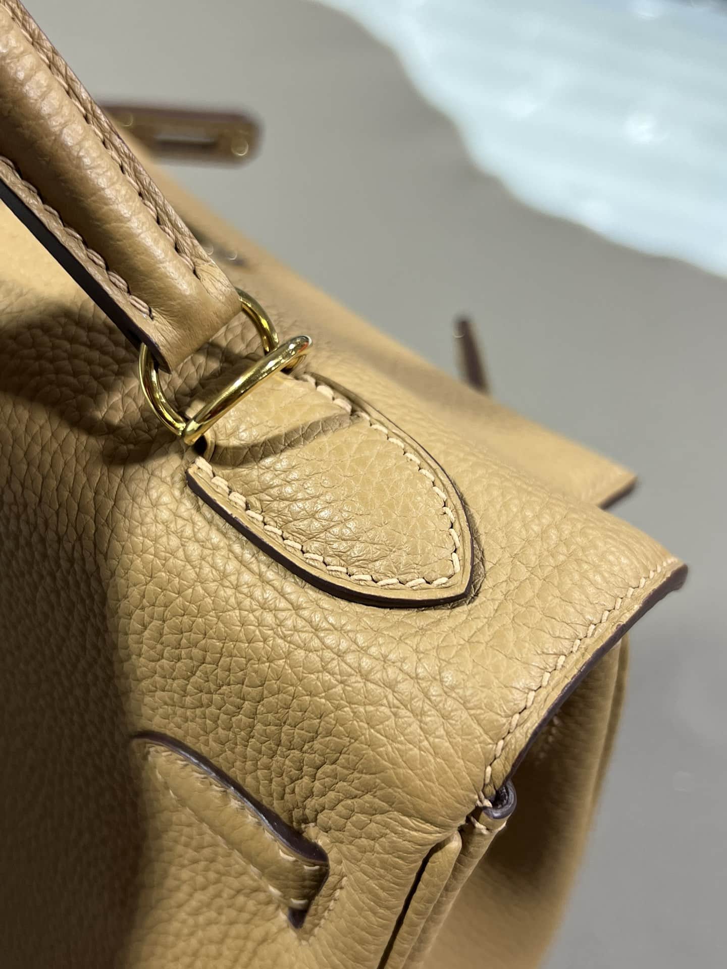 Hermes Kelly 25/28/32cm Retourne Bag Togo Leather In Beige de Weimar WAX High