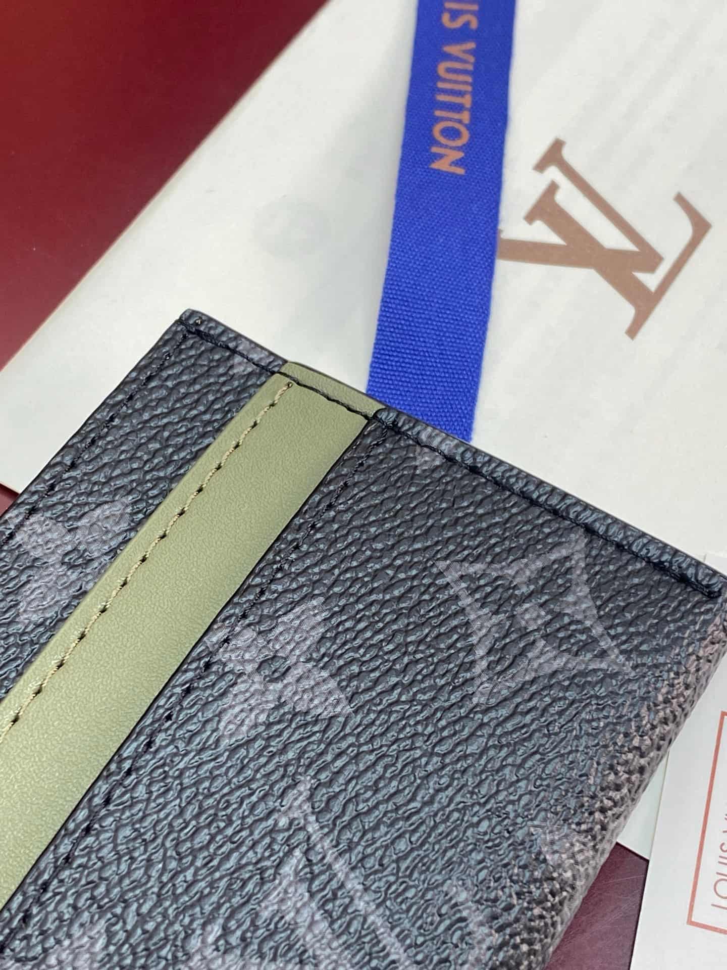 Louis Vuitton Double Card Holder Khaki Green Monogram Eclipse coated canvas M29768 High