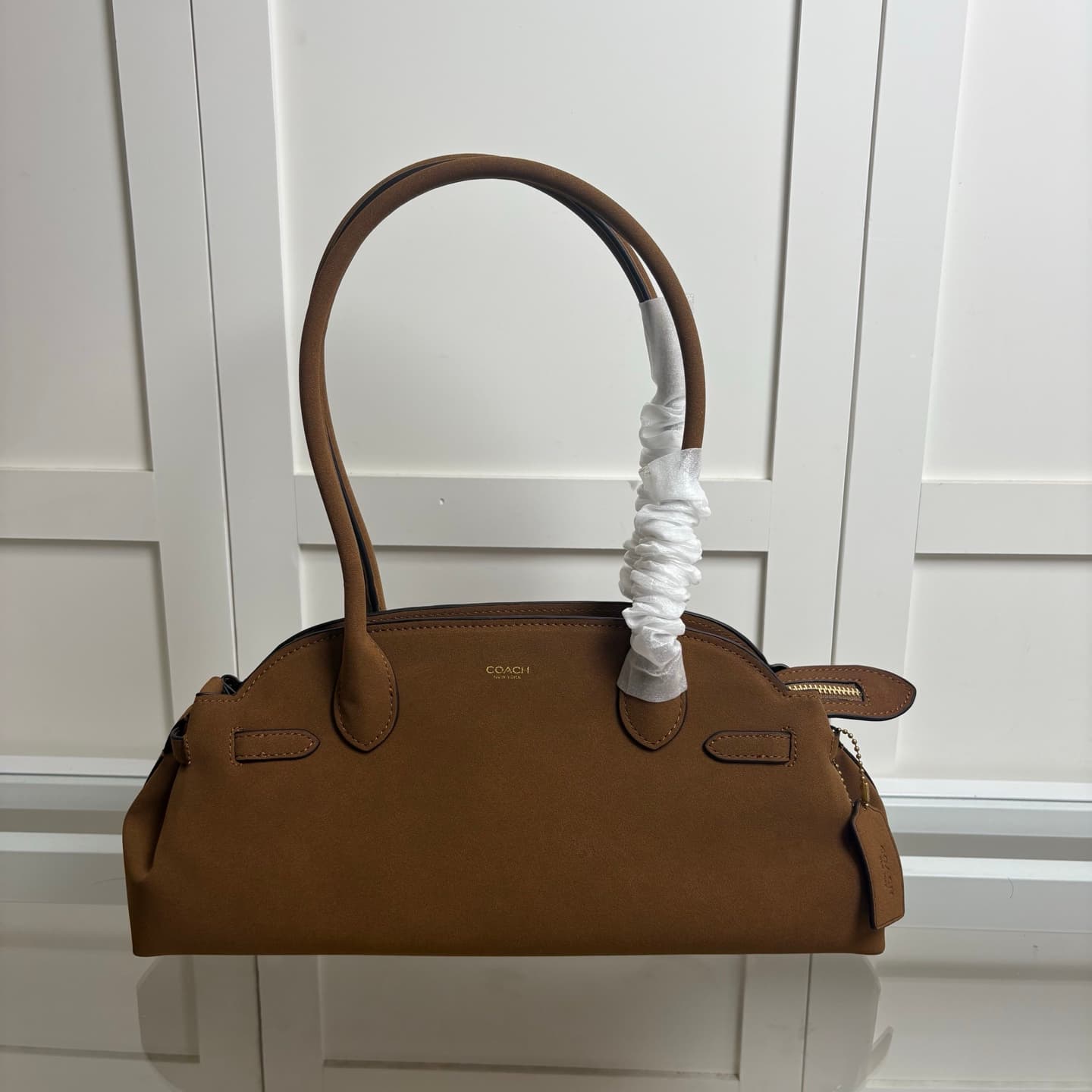 Coach Empire Carryall 34 in Warm Brown Suede High