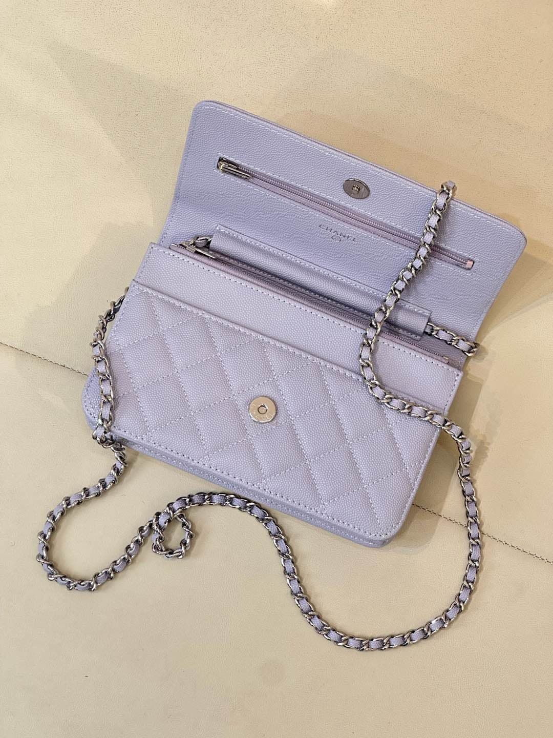 Chanel Wallet on Chain Grained Calfskin& Sliver-tone Metal AP0250 Purple TOP