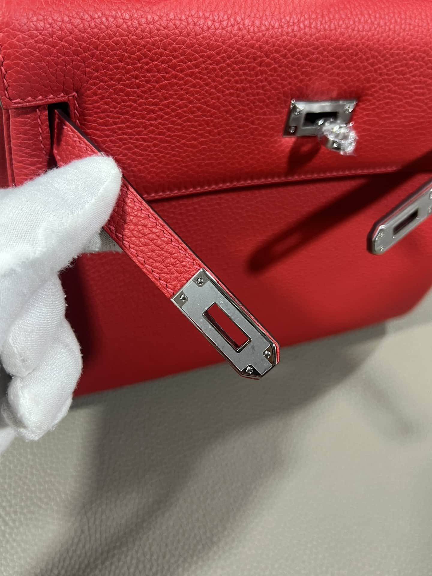 Hermes Kelly 25/28/32cm Retourne Bag Togo Leather In Red WAX High