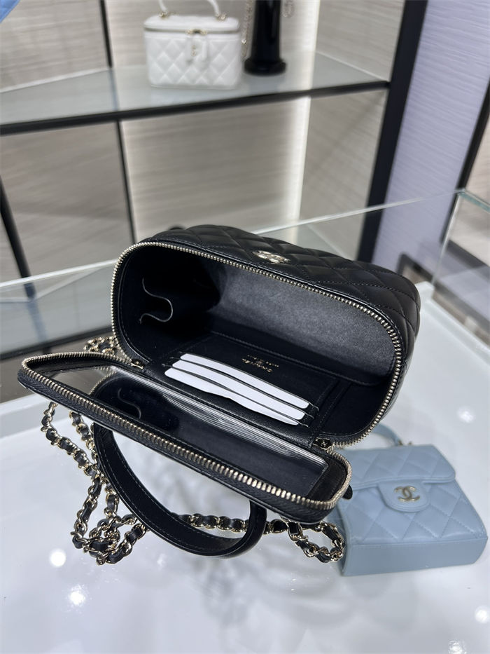 Chanel VANITY WITH CHAIN AP2199 Lambskin Gold-Tone Metal Black High