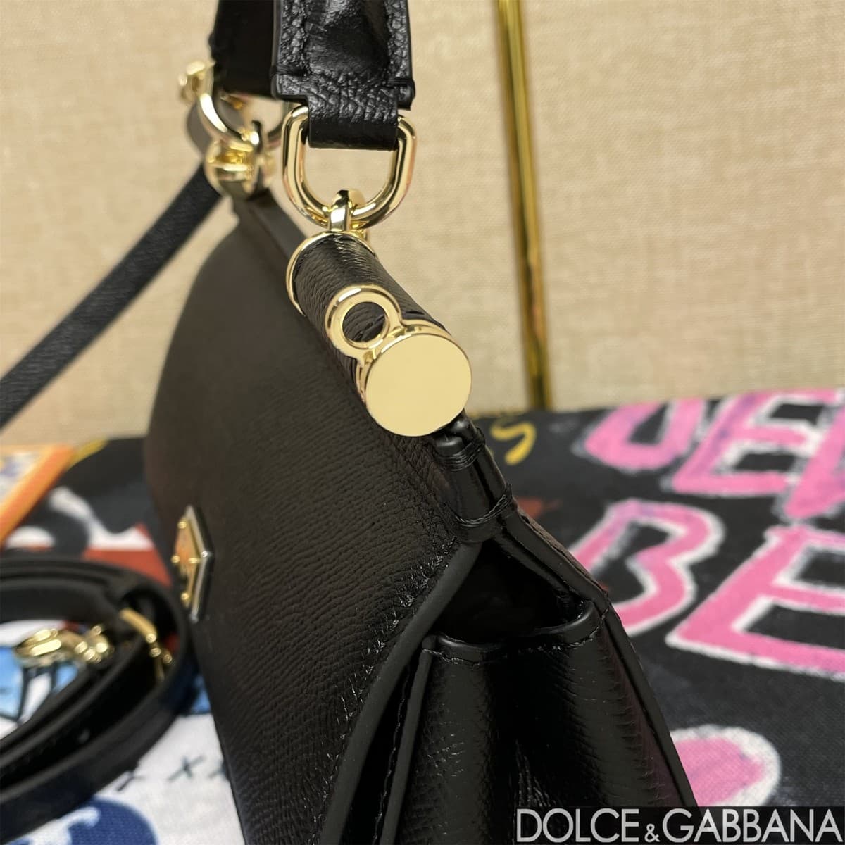 Dolce & Gabbana Miss Sicily top handle bag calfskin leather Black high
