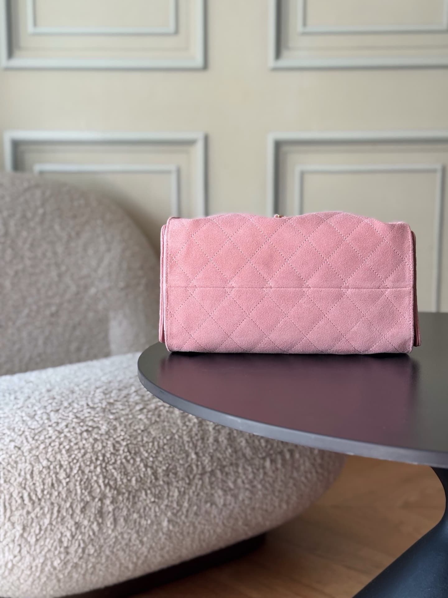 Chanel 25 Small Hobo handbag AS5293 Suede& Gold-Tone Metal Pink A