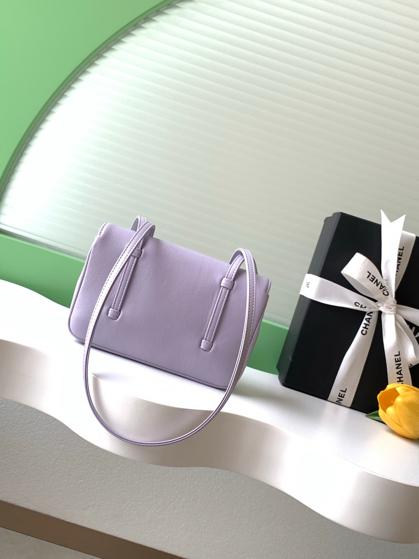Chanel Clutch with Leather Strap Grained Shiny Calfskin & Gold-Tone Metal Purple AP5068 A