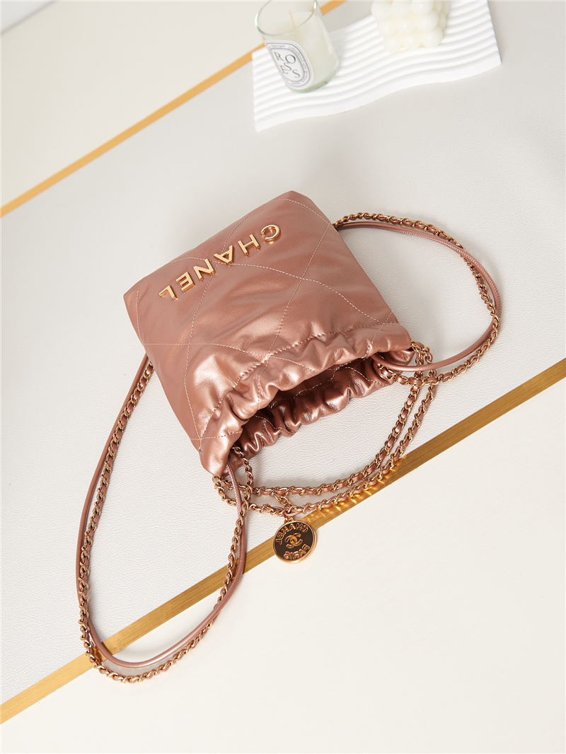 Chanel 22 MINI HANDBAG Metallic Calfskin Copper & Gold-Tone Metal AS3980 A