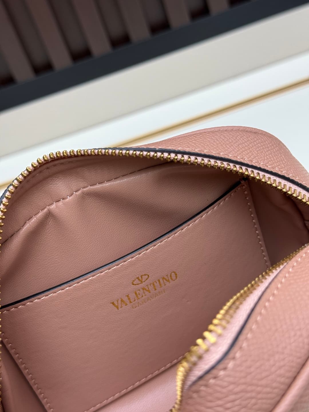 Valentino VLogo Signature Mini Bowling Bag in Grainy Calfskin Nude High