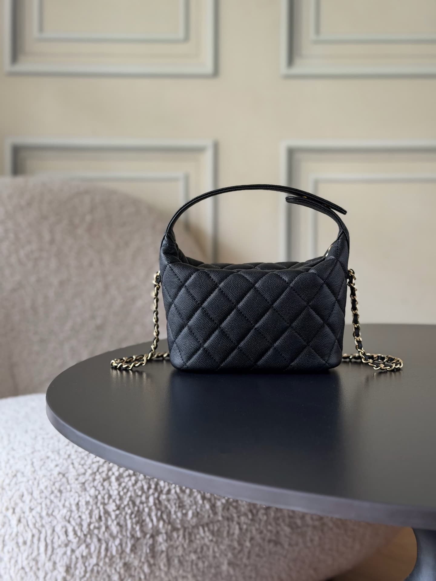 Chanel 25B hobo bag Caviar Calfskin& Gold-Tone Metal AP3387 Black A