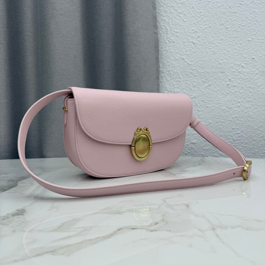 Dior Médaillon Flap Bag Pink Grained Calfskin M3920 High